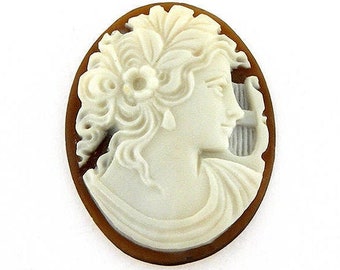 Sappho Sardonyx Shell Cameo: Hand Carved Italian Jewelry (30mm)