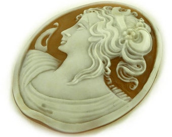 Diana goddess profile shell cameo italian cameo jewelry donadio cameo shell sardonyx cameo camée lâche ルーズカメオ свободная камея camafeo flojo