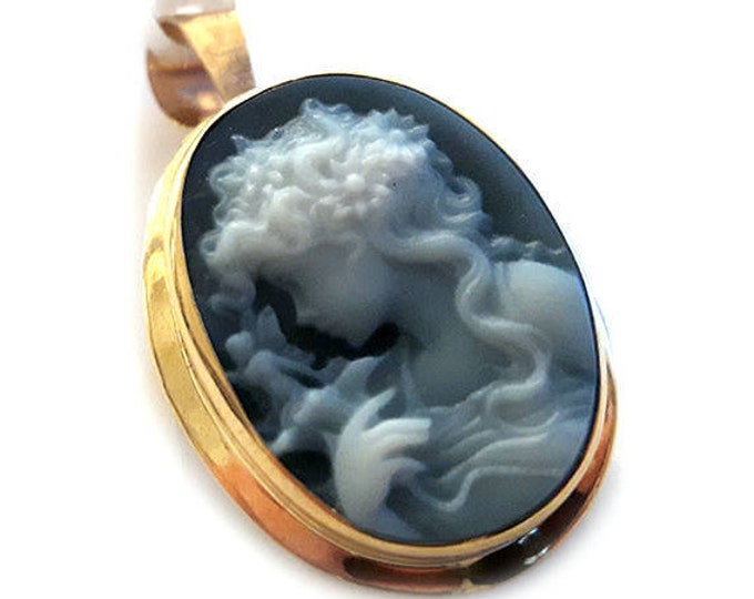 Gold blue cameo brooch & pendant italian cameo jewelry donadio agate stone cameos Камуфляжная брошь カメオブローチ broche pendentif camée camafeo