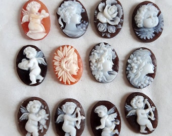 Hand Carved Sardonyx & Carnelian Shell Cameo: Italian Jewelry (20mm)