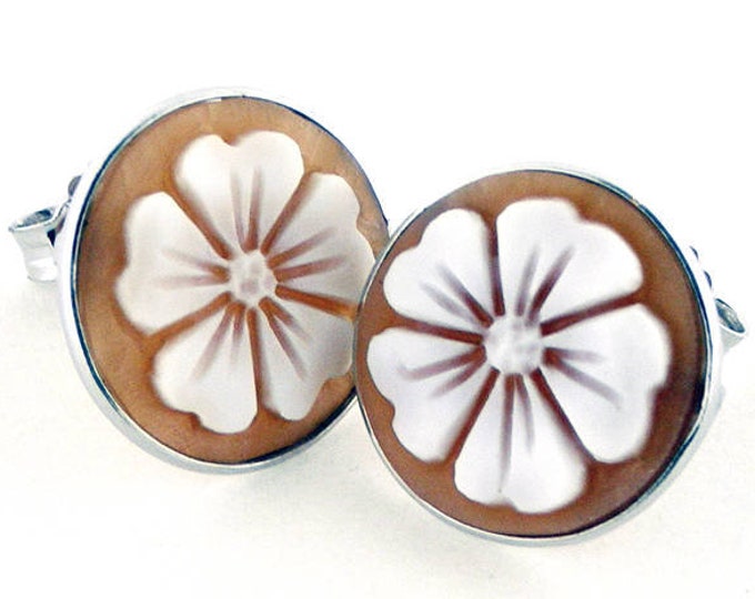 Flowers shell cameo earrings italian cameos jewelry donadio cameo shell boucles d'oreilles camée pendientes camafeo カメオイヤリング Камея серьги