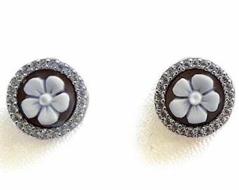 Shell cameo earrings little Flowers italian cameos jewelry donadio cameos shell boucles d'oreilles camée camafeo カメオイヤリング Камея серьги