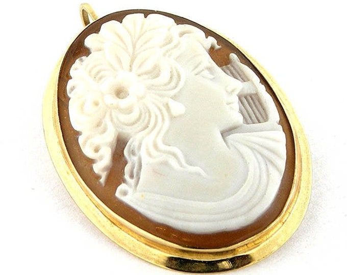 18kt Gold shell cameo brooch & pendant Sappho italian cameo jewelry donadio cameos shell broche camée camafeu Камуфляжная брошь カメオブローチ