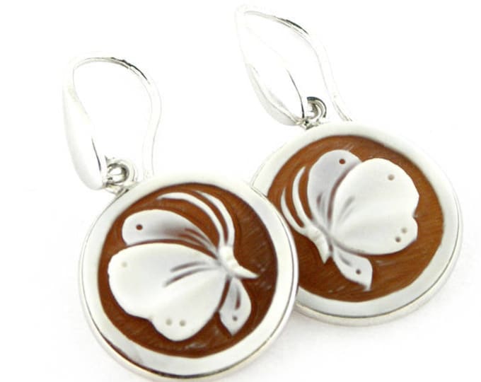 Shell cameos earrings Butterfly italian cameos jewelry donadio cameos shell boucles oreilles camée pendientes camafeo カメオイヤリング Камея серьги