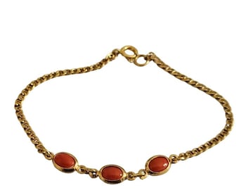 Red Coral Bracelet: Gold Plated Sterling Silver Italian Jewelry