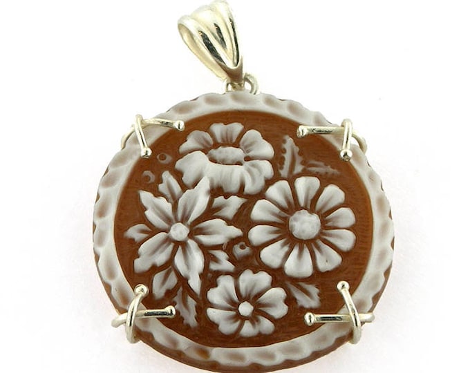 Shell cameo pendant floral bouquet italian cameo jewelry donadio cameo shell pendentif camée colgante de camafeo カメオペンダント Камея подвеска