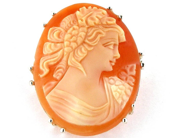 Shell cameo brooch & pendant Bacchante Maenad italian cameo jewelry donadio cameos shell camafeu broche camée Камуфляжная брошь カメオブローチ