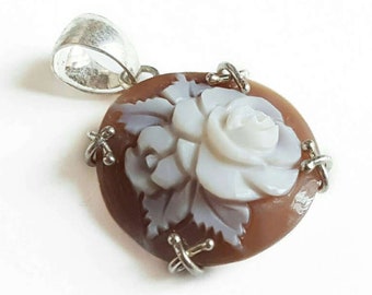 Rose cameo camos italiano gioielli donadio cameos shell pendentif camée colgante camafeo