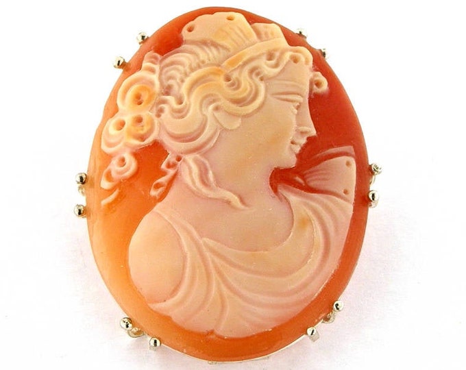 Cammeo conchiglia spilla & ciondolo dea romana profilo italiano cammeo gioielli donadio cammeo conchiglia camafeu broche camée