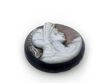 Mother of Pearl Cameo: Athena Goddess, Italian Carved Shell