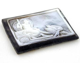 Mother of Pearl Cameo: Dionysus Chariot, Italian Shell Cameo
