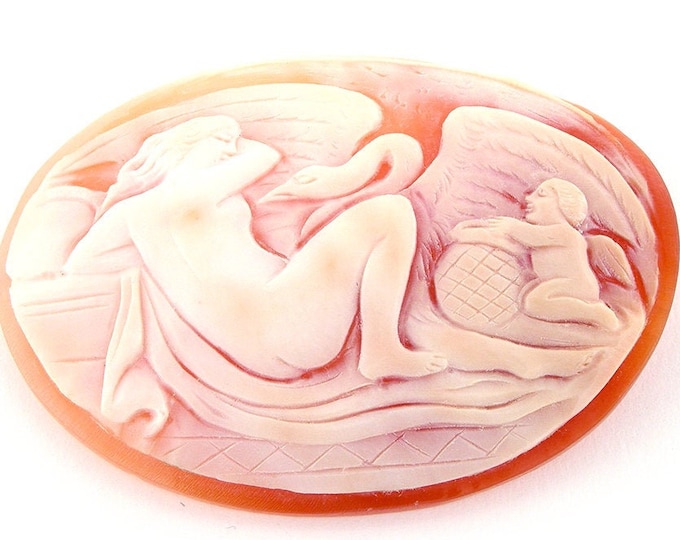 Shell cameo Lady & swan mythological italian cameos donadio cameo shell cornelian cameo camée lâche ルーズカメオ свободная камея camafeo flojo