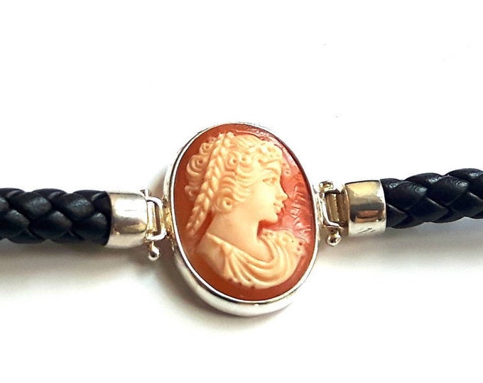 Shell cameo bracelet Ceres italian cameo jewelry donadio cameo shell twisted leather bracelet camée Камео браслет カメオブレスレット pulsera camafeo