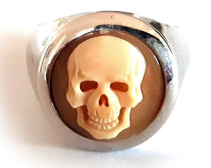 Shell skull cameo ring italian cameo jewelry donadio cameos shell bague camée homme マンカメオリング человеческое кольцо anillo camafeu