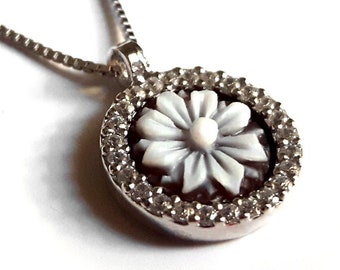 Shell cameo necklace lotus italian cameo jewelry donadio cameo shell Collier camée camafeu Камея ожерелье カメオネックレス anniversary gift