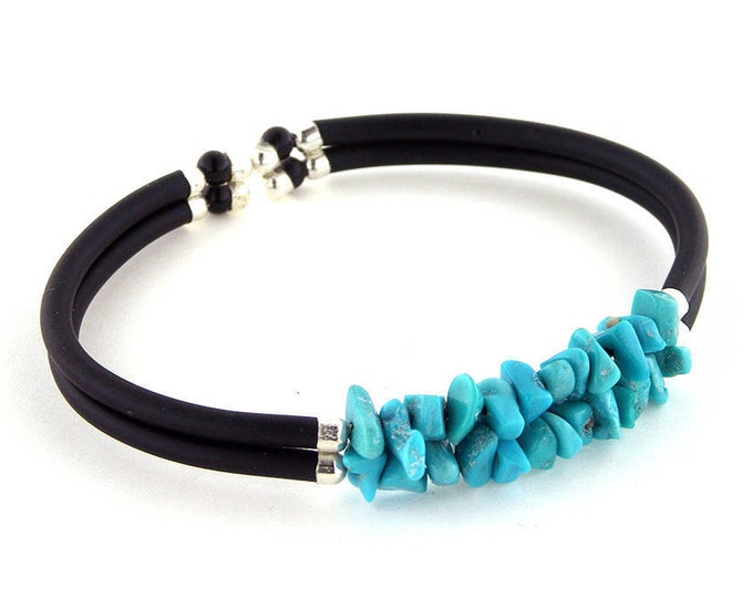Turquoise bracelet rubber double wire italian coral jewelry donadio bracelet corail サンゴブレスレット коралловый синий браслет coral pin gift