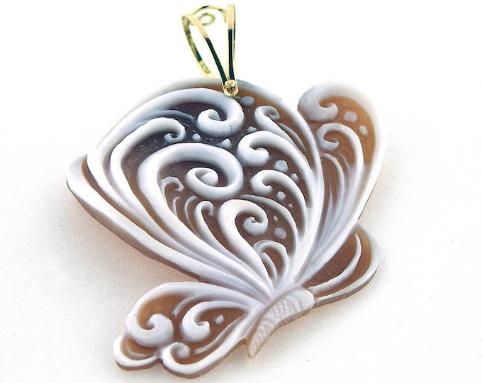 Loose shell cameo pendant Butterfly italian cameo jewelry donadio cameo shell pendentif camée colgante de camafeo カメオペンダント Камея подвеска