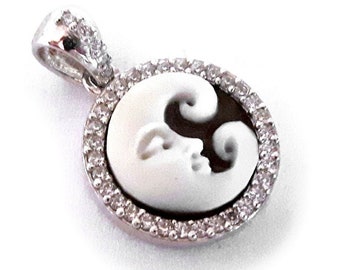Shell cammeo pendant moon italian cammeo jewelry donadio cameo shell pendentif camée colgante de camafeo カメオペンダント Камея подвеска