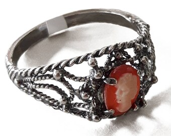 Shell cameo ring filigree antique profile cameo italian cameo jewelry donadio cameos shell bague camée камея кольцо カメオリング anillo camafeo