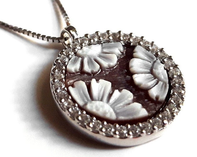 Shell cameo collana mezzo fiori cameo cameo gioielli donadio cameo shell Collier camée collare camafeu