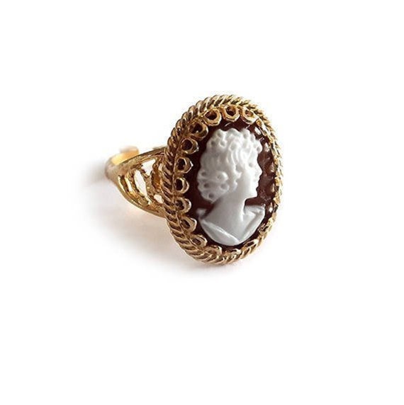 Shell cameo ring antiek profiel Italiaanse cameo sieraden donadio cameos shell bague camee anillo camafeu
