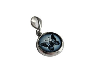 Cammeo blu ciondolo farfalla cammeo italiano gioielli donadio pietra cammei pendentif camée colgante camafeo カメオペンダント Камея подвеска