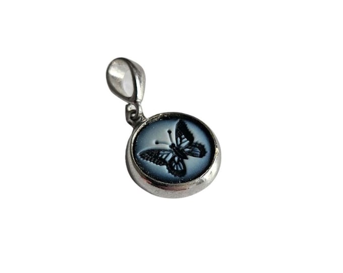 Cammeo blu ciondolo farfalla cammeo italiano gioielli donadio pietra cammei pendentif camée colgante camafeo カメオペンダント Камея подвеска