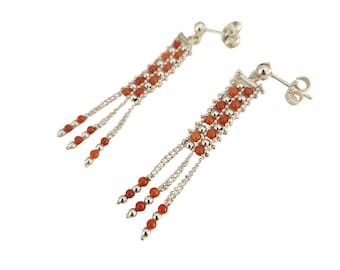 Red Coral earrings italian coral jewelry donadio corals cameos jewellery boucles d'oreilles corail rouge