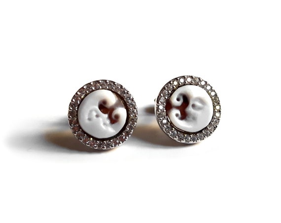 Shell Cameo Earrings Moon Italian Cameos Jewelry Donadio Cameos Shell  Boucles D\'oreilles Camée Camafeo カメオイヤリング Камея серьги - Etsy