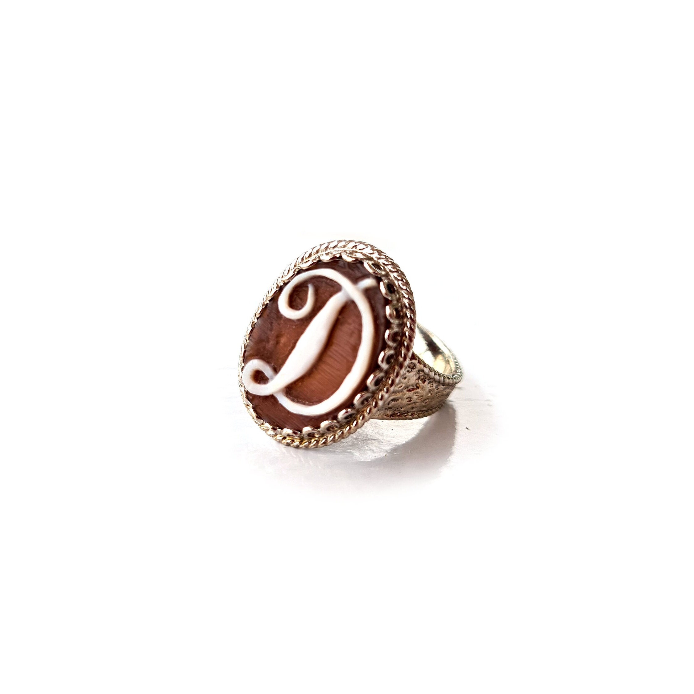 Shell cameo ring italian name letter italian cameo jewelry donadio
