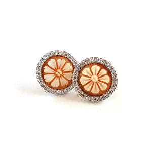 Miniblings rosso estate orecchini fiore modello fiore Cabochon - Gioielli fatto a mano placcati argento I Orecchini