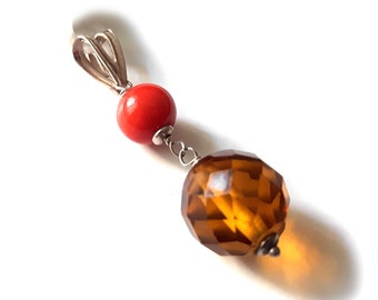 Amber stone pendant 925 sterling silver stone pendant