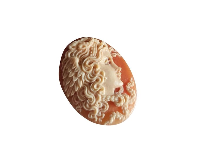 Cammeo in conchiglia Corniola Medusa intagliato a mano - Gioielli italiani (3 cm)