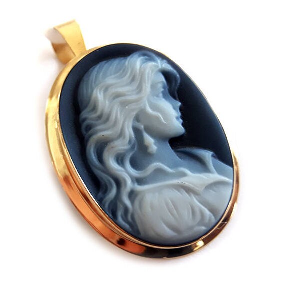 Blue cameo brooch best sale