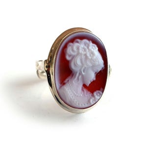 Cammeo rosso anello chignon lady cammeo italiano gioielli donadio cammei pietra agata bague camée anneau Камея кольцо カメオリング anillo camafeo