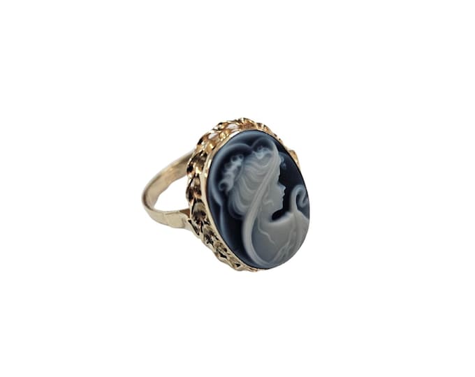 Anello cammeo oro blu donna cammeo italiano gioielli donadio pietra agata cammeo bague camée камея кольцо カメオリング anello camafeo
