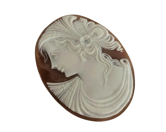 Ceres Goddess Cameo, Sardonyx Shell, Italian Jewelry, 50x40mm