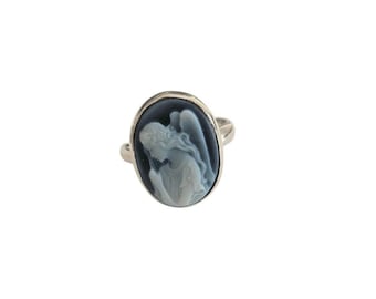 Anello in argento sterling con cammeo in agata, gioielli dell'Arcangelo Gabriele