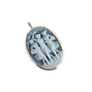 Spilla con cammeo Tre Grazie, agata blu, argento sterling
