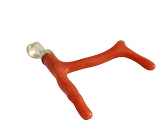 Red Coral branch Pendant: Silver Italian Coral Jewelry (25mm)