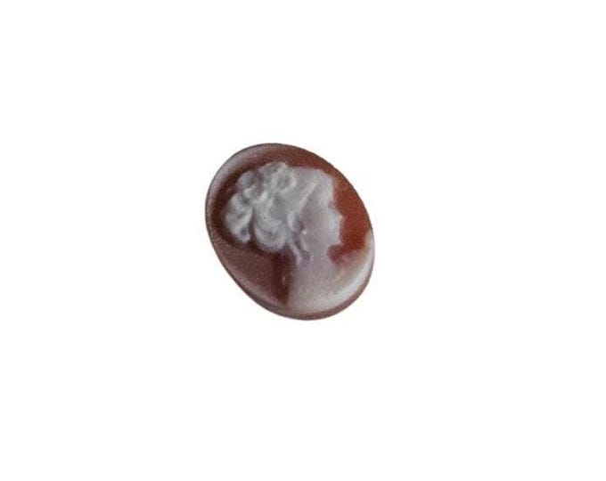Red Agate Cameo: Loose Italian Stone, Lady Profile (10x8mm)