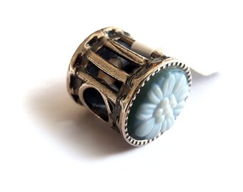 Blue cameo charm daisy pandora bracelet italian cameo jewelry donadio agate stone cameo Charme camée カメオの魅力 Камея браслет pulsera camafeu