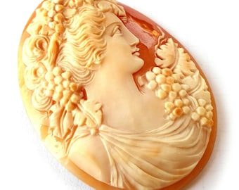 Loose Shell Cameo: Hand-Carved Bacchante Italian Profile