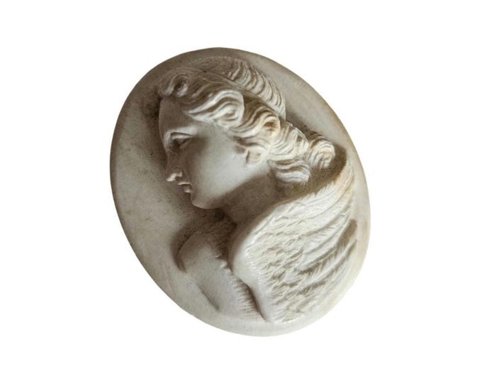 Lava Stone Cameo: Mercury Profile Relief, Italian Jewelry