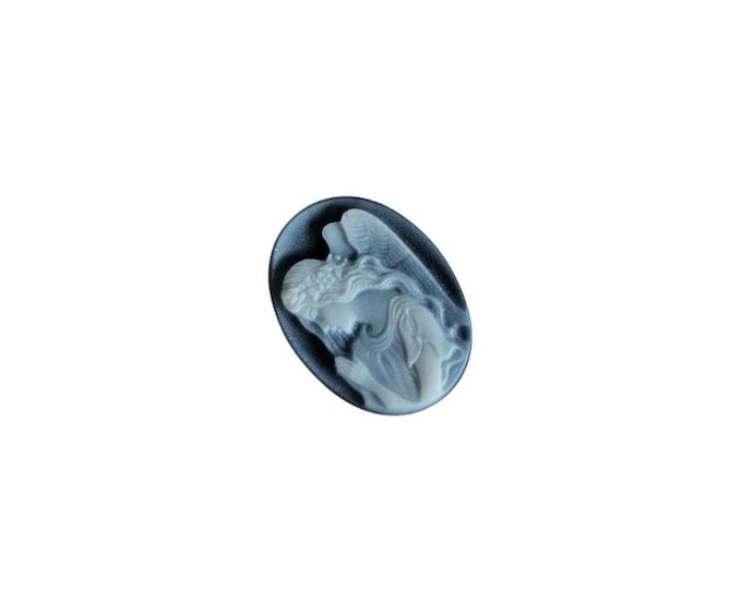Blue Agate Stone Cameo: Praying Angel, Italian Jewelry