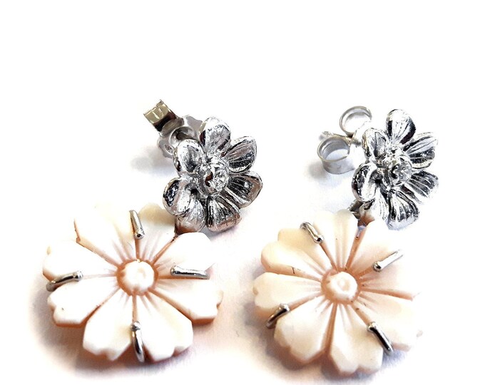 Daisy shell cameo earrings italian cameos jewelry donadio cameo shell boucles oreilles camée pendientes camafeo カメオイヤリング Камея серьги gift