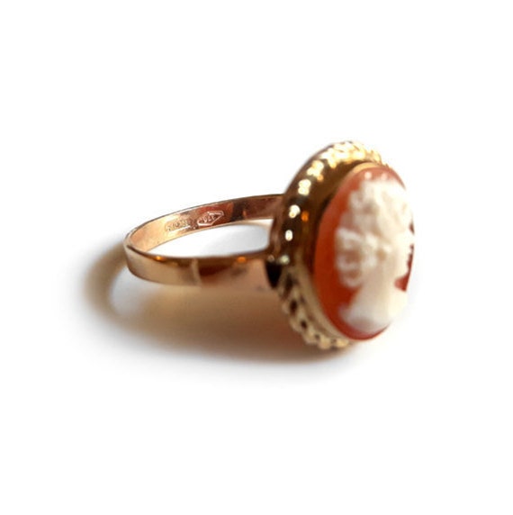 Anello Cammeo in Oro Profilo Antico Cammeo Italiano Gioielli Donadio Cammei Conchiglia Bague camee Anillo camafeu