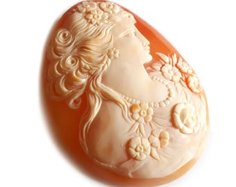 Loose shell cameo nude Flora goddess profile italian cameo jewelry donadio cameos shell camée lâche ルーズカメオ свободная камея camafeo flojo