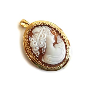 Shell cameo brooch & pendant Proserpina italian cameos jewelry donadio cameos shell broche camée camafeo colgante カメオブローチ камея брошь