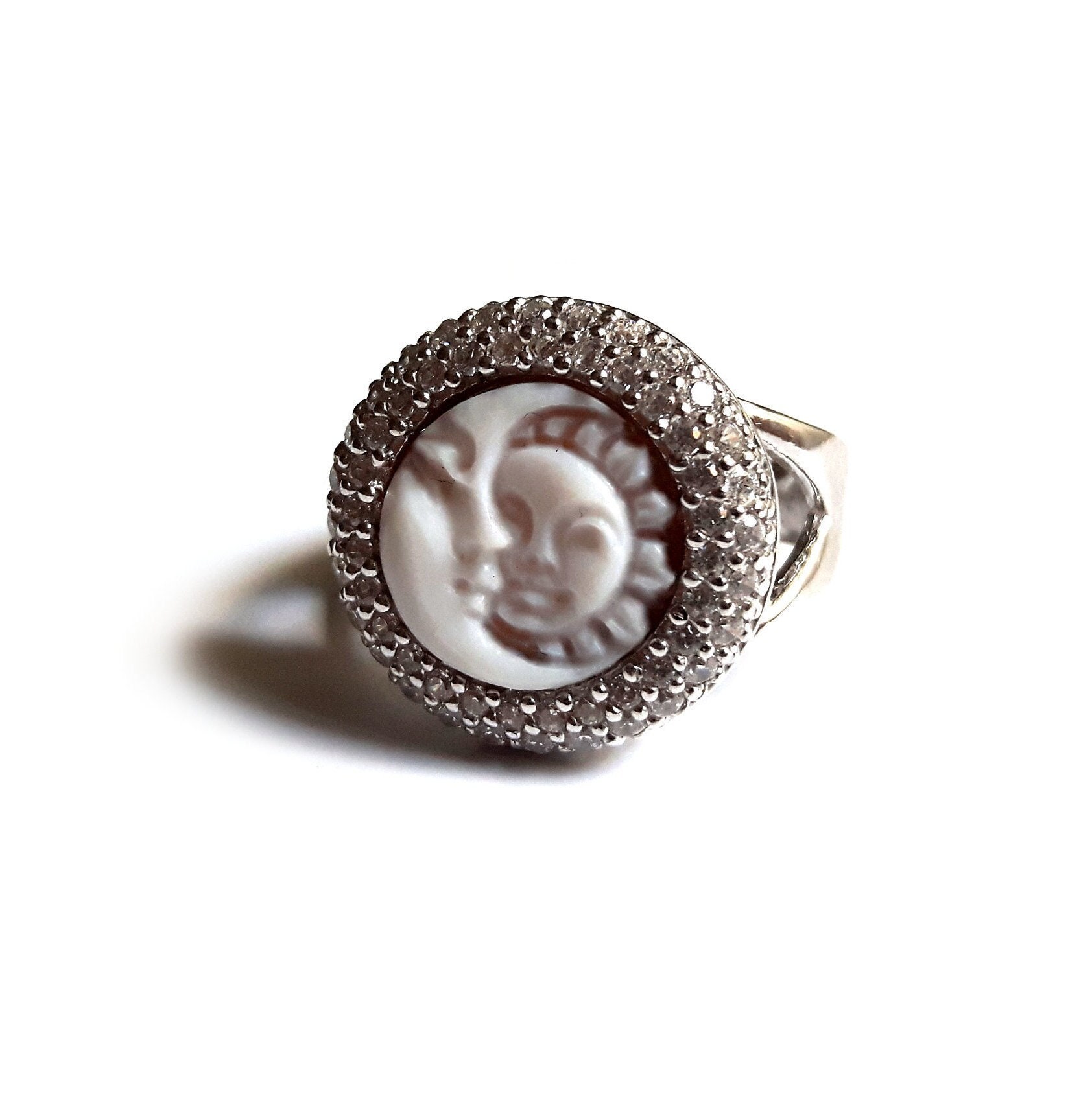 Vintage Reversible Sterling Silver Cameo Ring - Ruby Lane